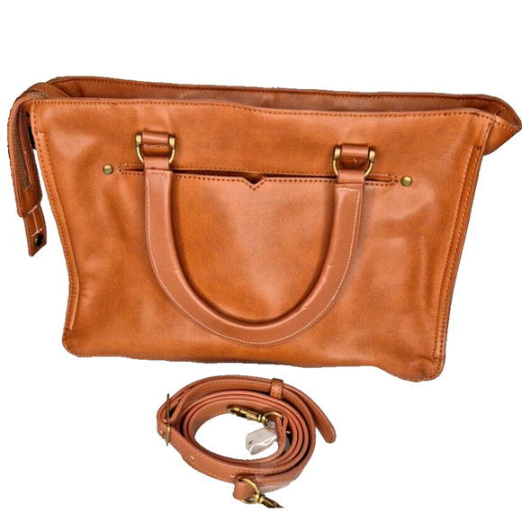 Universal Thread Goods Co. Tan Faux Leather Purse Handbag M Pockets Zip Closure - Picture 1 of 11